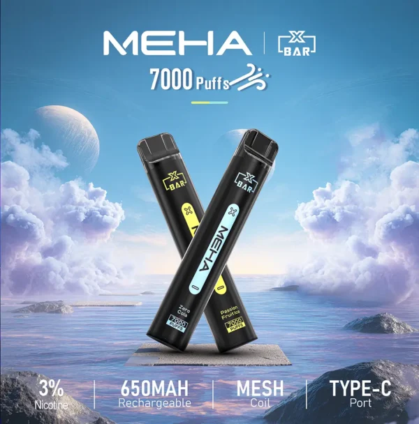 【台灣現貨】MEHA XBAR 魅嗨 小黑條 7000口 抛棄式電子煙 650mAh大電量可充電 极強冰感體驗