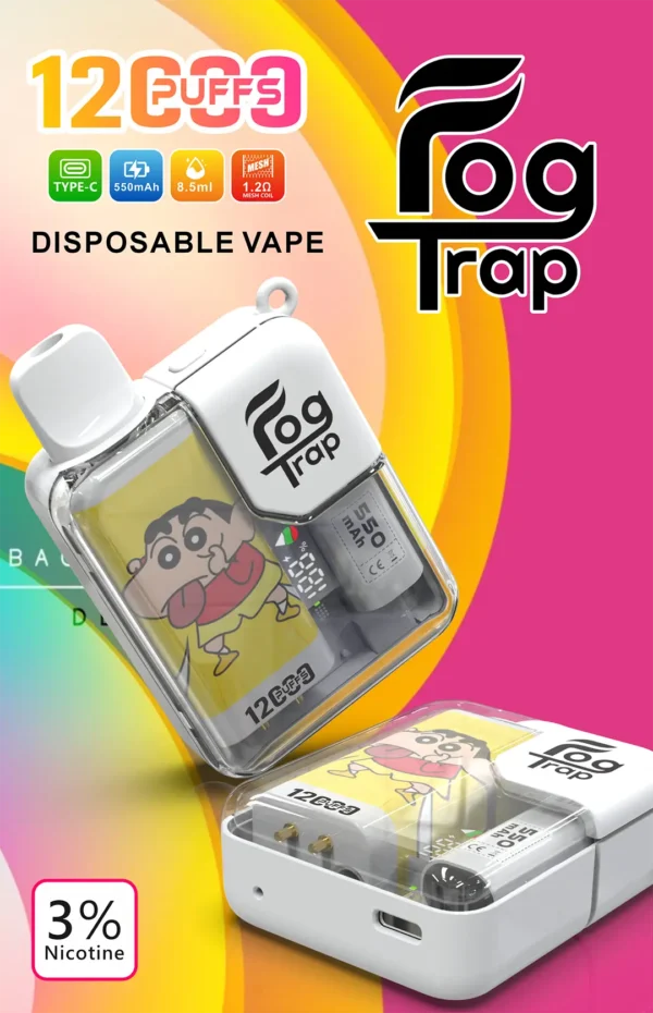 【全台現貨秒發】Fog Trap 12000口 蠟筆小新 × LABUBU 聯名拋棄式電子煙 油電數位顯示屏 雙檔功率切換【買十送一】