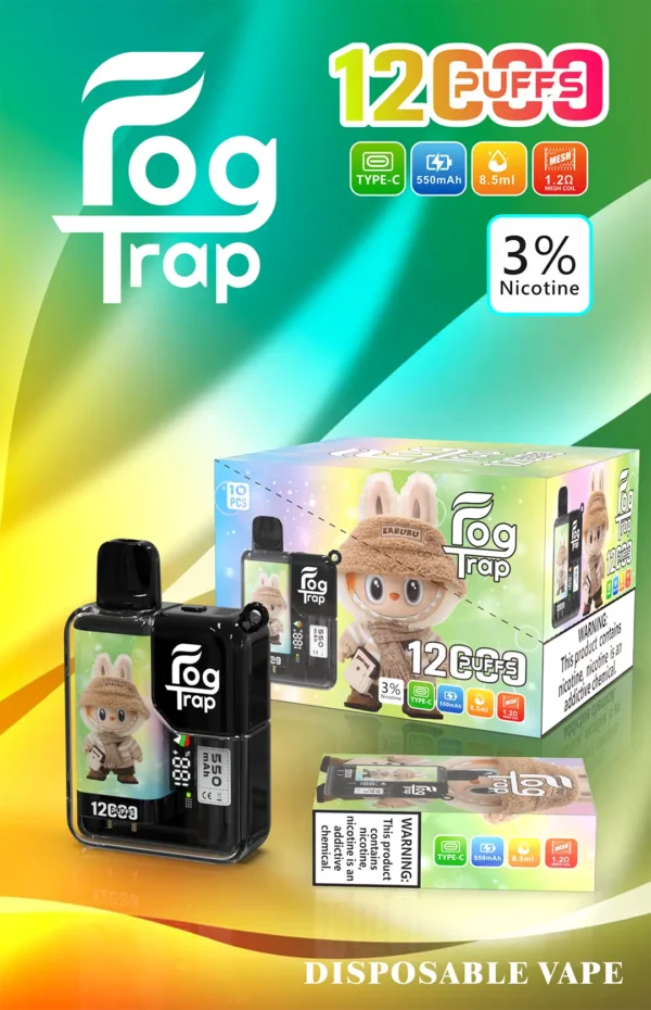 【全台現貨秒發】Fog Trap 12000口 蠟筆小新 × LABUBU 聯名拋棄式電子煙 油電數位顯示屏 雙檔功率切換【買十送一】