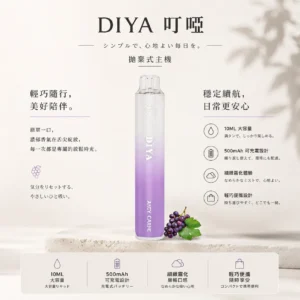 ChatGPT-Image-2026年8月21日-上午02_02_03.webp 【全台現貨】DIYA 叮啞 7500口 拋棄式電子煙 10ml大容量 500mAh可充電設計 不漏油順滑擊喉