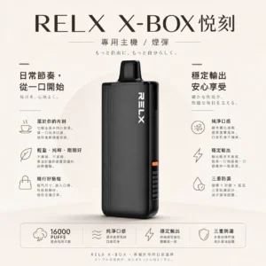 ChatGPT-Image-2026年8月21日-上午12_52_04.webp 【台灣現貨秒發】RELX 悅刻 X-BOX 16000口 專用換彈式拋棄套裝 12W-16W可調功率 Mesh網狀芯