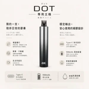 ChatGPT-Image-2026年8月22日-下午06_19_24.webp 【台灣現貨秒發】DOT switch 佩特里 專用主機 專用DOT switch煙彈 終極防漏結構 Type-C快充 550mAh