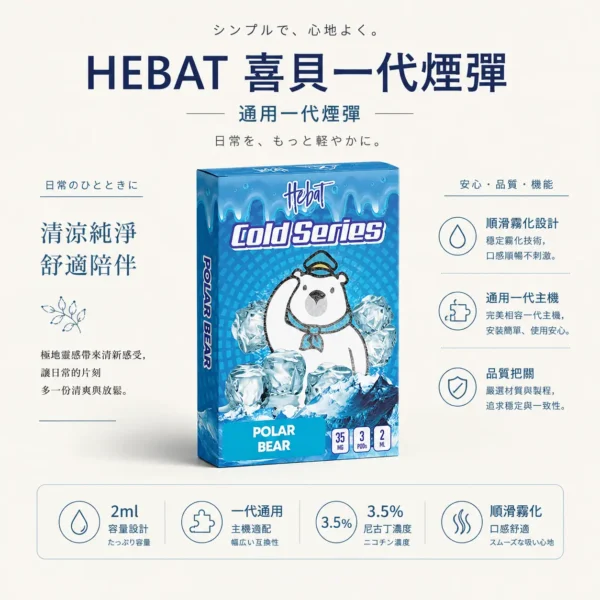ChatGPT-Image-2026年8月22日-下午07_55_42.webp 【台灣現貨】Hebat 喜貝 一代通用煙彈 2ml大容量 3.5% 3入超值選 完美適配通用一代主機