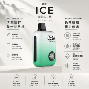 【全台現貨】ICE 10000口拋棄式電子煙 自定義涼度調節 850mAh超大電量可充電