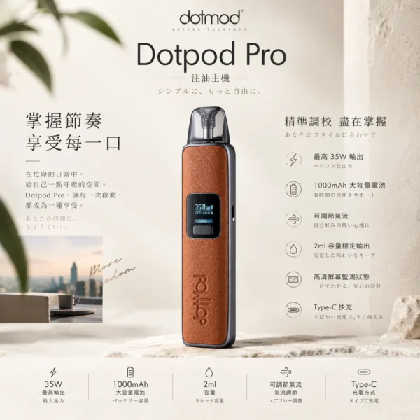 ChatGPT-Image-2026年9月6日-下午05_37_27.webp 【台灣現貨】DotPod Pro 注油小煙主機 1000mAh高續航大容量電池 支援Type-C快充 35W大功率