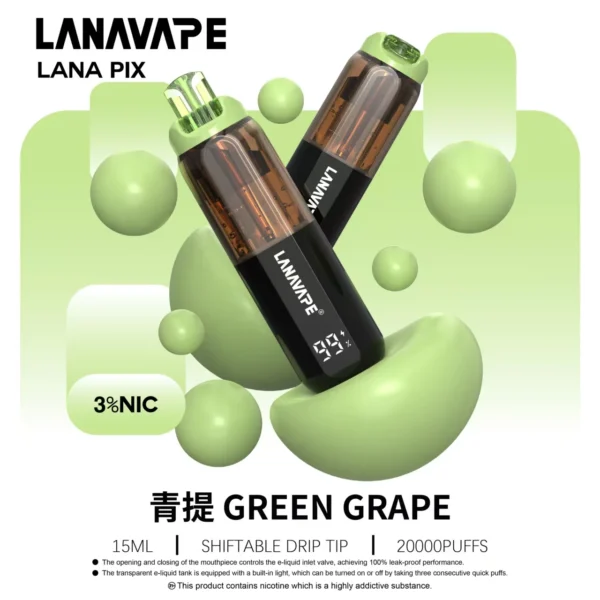 LANA-PIX-閃光彈-一次性20000口-青提.webp 【台灣現貨秒發】LANA PIX 閃光彈 20000口拋棄式電子煙 可摺疊吸嘴乾淨衛生 850mAh大容量