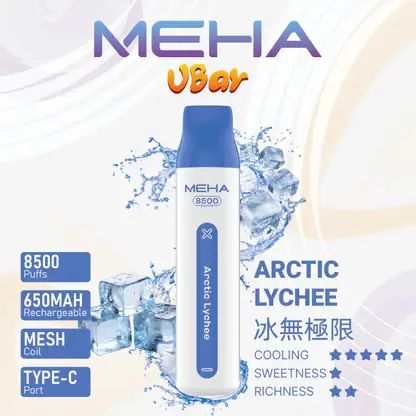MEHA-8500口-VBar小白條-6.webp 【台灣現貨】MEHA VBar 魅嗨 小白條 8500口 拋棄式電子煙 650mAh大電量可充電 3%尼古丁鹽黃金配方