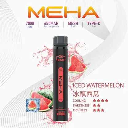 【台灣現貨】MEHA XBAR 魅嗨 小黑條 7000口 抛棄式電子煙 650mAh大電量可充電 极強冰感體驗