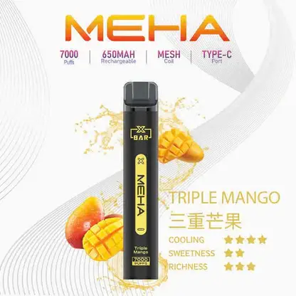 【台灣現貨】MEHA XBAR 魅嗨 小黑條 7000口 抛棄式電子煙 650mAh大電量可充電 极強冰感體驗