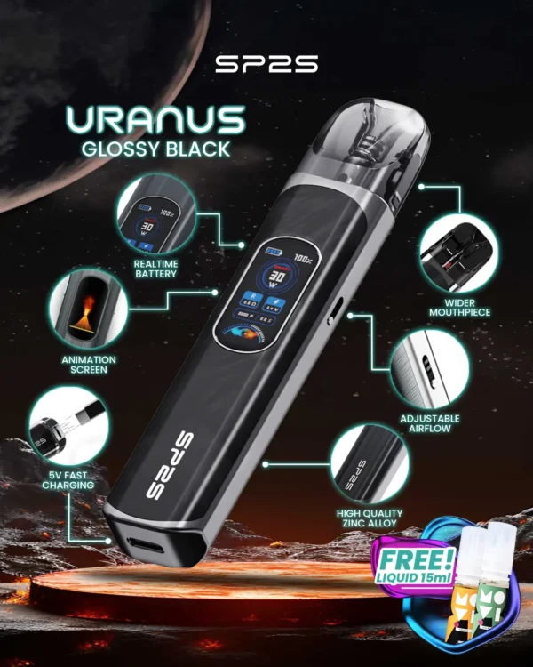 MP-Uranus-1080x1350px-New-Product-Glossy-Black.webp 【台灣現貨秒發】SP2S 天王星 Uranus 開放式注油小煙主機 含0.6Ω/0.8Ω空彈 通用小煙煙油 1000mAh大電量