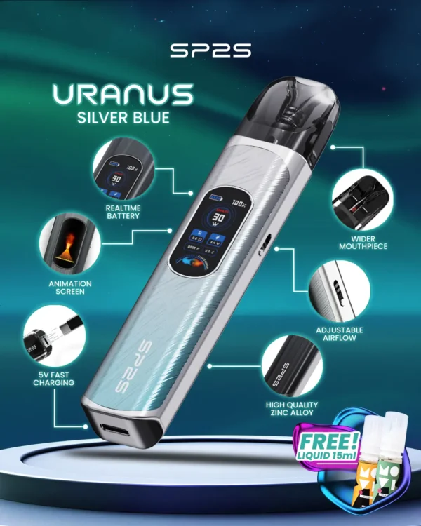 MP-Uranus-1080x1350px-New-Product-Silver-Blue.webp 【台灣現貨秒發】SP2S 天王星 Uranus 開放式注油小煙主機 含0.6Ω/0.8Ω空彈 通用小煙煙油 1000mAh大電量