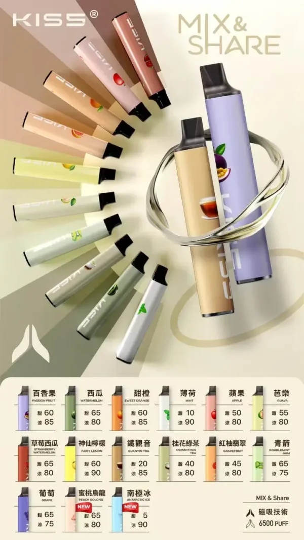 d624883724837515a48c1e82e103a222.webp 【全台現貨速發】KIS5 鎧斯 6500口 拋棄式電子煙 升級不漏油結構 雙芯磁吸自由配 Type-C快充