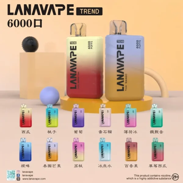 image.webp 【台灣現貨秒發】LANA 6000口 拋棄式電子煙 550mAh長效續航 Type-C快充 Mesh網芯爆汁