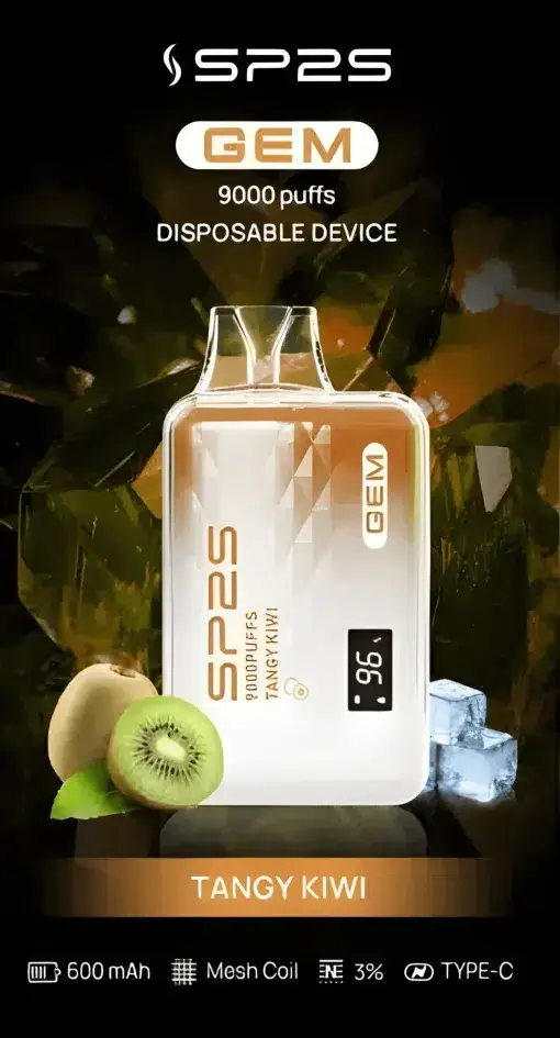 【全台現貨】SP2S 思博瑞 GEM 9000口 拋棄式電子煙 智能顯示螢幕 600mAh大電量支援快充 透明水晶質感