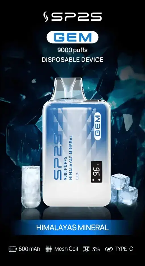 【全台現貨】SP2S 思博瑞 GEM 9000口 拋棄式電子煙 智能顯示螢幕 600mAh大電量支援快充 透明水晶質感