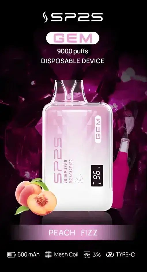 【全台現貨】SP2S 思博瑞 GEM 9000口 拋棄式電子煙 智能顯示螢幕 600mAh大電量支援快充 透明水晶質感