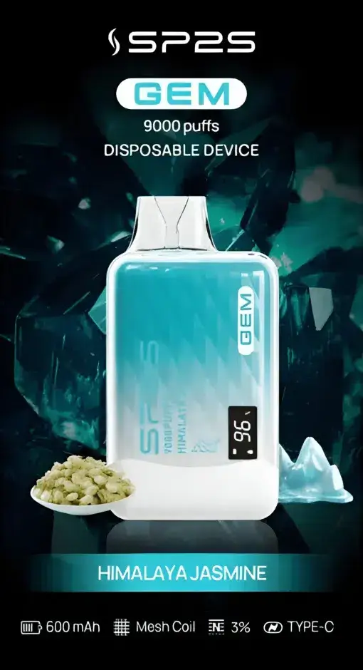 【全台現貨】SP2S 思博瑞 GEM 9000口 拋棄式電子煙 智能顯示螢幕 600mAh大電量支援快充 透明水晶質感