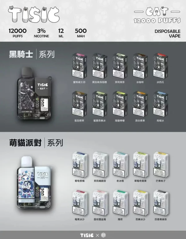【台灣現貨秒發】TISIC 12000口拋棄式電子煙 12ml超長效不漏油設計 500mAh高效快充【買十送一】